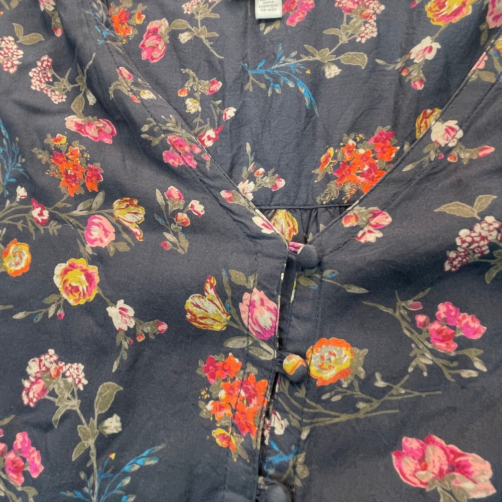 Lucky Brand Women L Top Prairie Boho Rodeo Floral Art Cottagecore Goblin Peasant - Picture 6 of 12